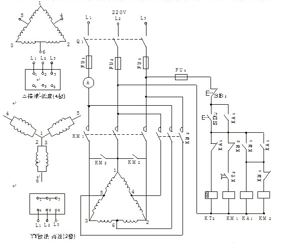時(shí)間繼電器控制雙速電動(dòng)機(jī)自動(dòng)加速控制電路